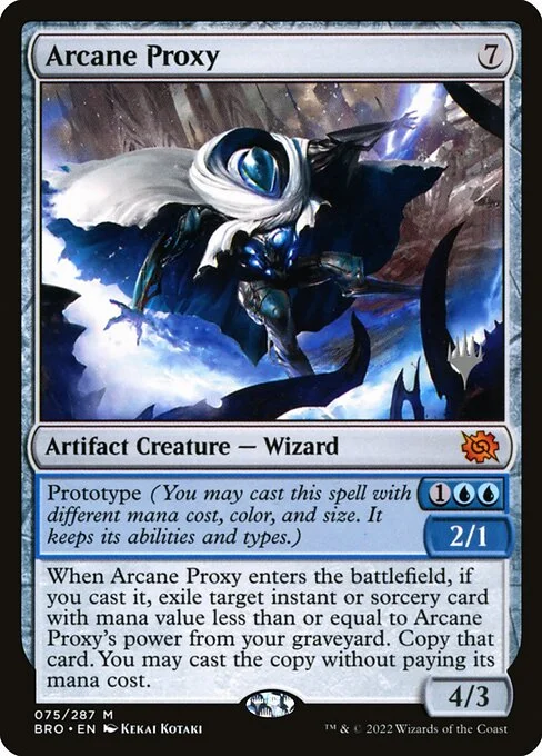 Arcane Proxy, carta Magic di tipo Artifact Creature — Wizard illustrata da Kekai Kotaki