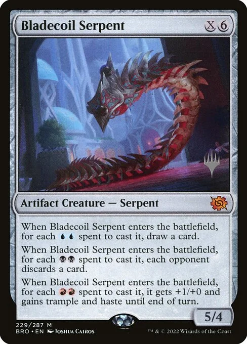 Bladecoil Serpent, carta Magic di tipo Artifact Creature — Serpent illustrata da Joshua Cairos