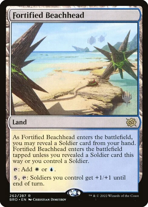 Fortified Beachhead, carta Magic di tipo Land illustrata da Christian Dimitrov