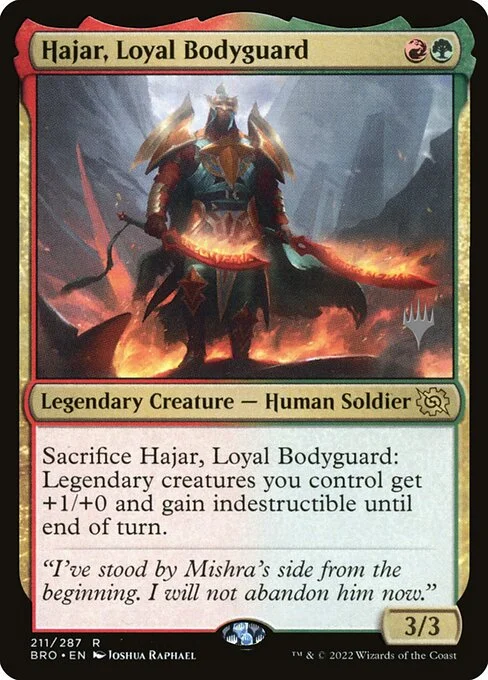 Hajar, Loyal Bodyguard, carta Magic di tipo Legendary Creature — Human Soldier illustrata da Joshua Raphael