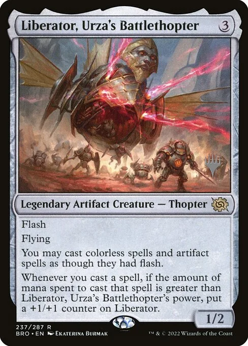 Liberator, Urza's Battlethopter, carta Magic di tipo Legendary Artifact Creature — Thopter illustrata da Ekaterina Burmak