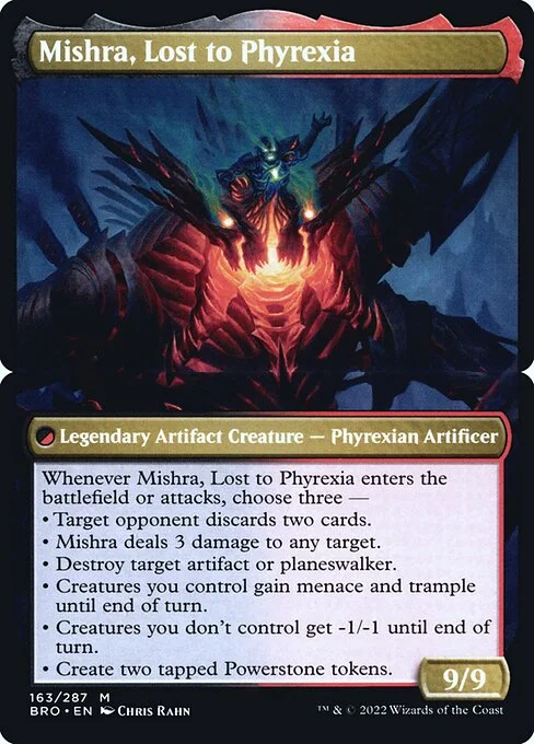 Mishra, Lost to Phyrexia, carta Magic di tipo Legendary Artifact Creature — Phyrexian Artificer illustrata da Chris Rahn