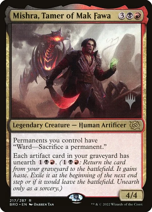 Mishra, Tamer of Mak Fawa, carta Magic di tipo Legendary Creature — Human Artificer illustrata da Darren Tan
