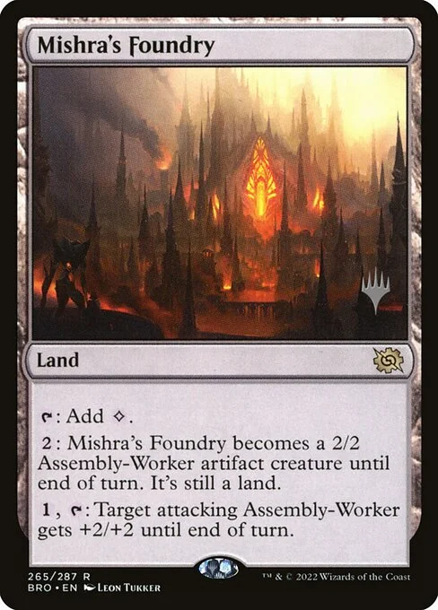 Mishra's Foundry, carta Magic di tipo Land illustrata da Leon Tukker