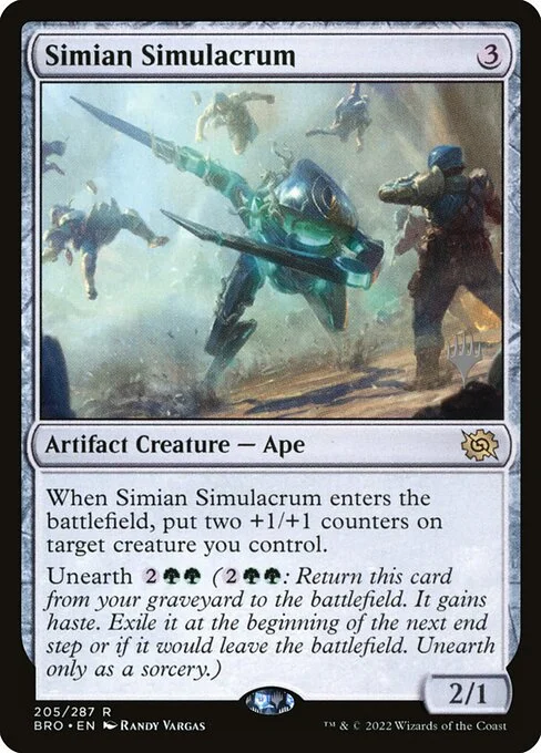Simian Simulacrum, carta Magic di tipo Artifact Creature — Ape illustrata da Randy Vargas