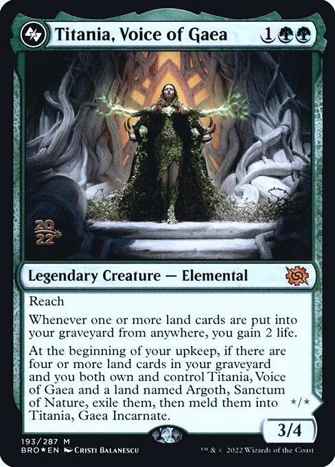 Titania, Voice of Gaea, carta Magic di tipo Legendary Creature — Elemental illustrata da Cristi Balanescu