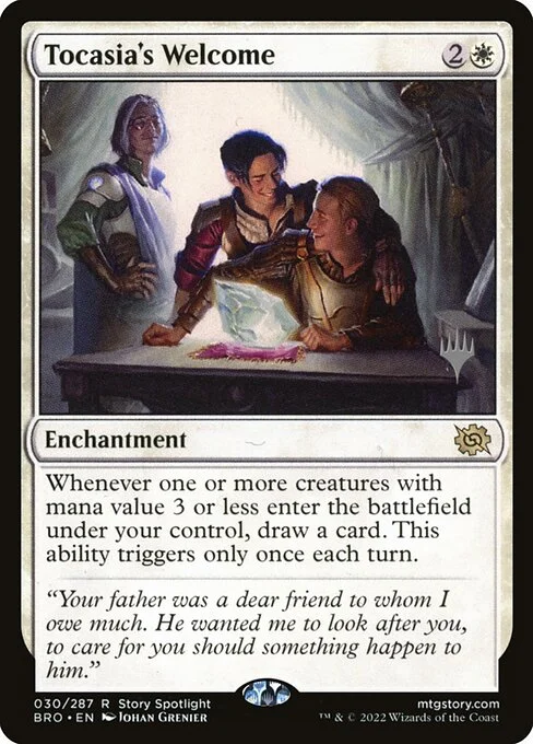 Tocasia's Welcome, carta Magic di tipo Enchantment illustrata da Johan Grenier