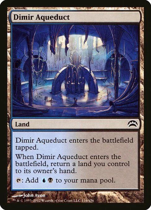 Dimir Aqueduct, carta Magic di tipo Land illustrata da John Avon