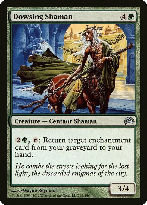 Dowsing Shaman, carta Magic di tipo Creature — Centaur Shaman illustrata da Wayne Reynolds