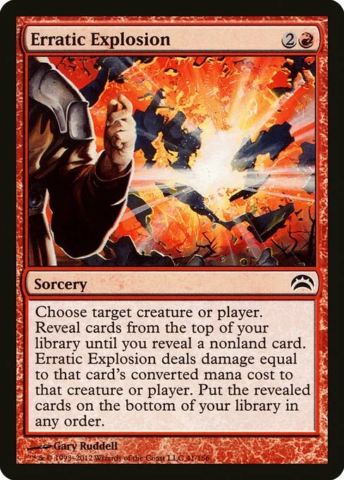 Erratic Explosion, carta Magic di tipo Sorcery illustrata da Gary Ruddell