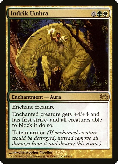Indrik Umbra, carta Magic di tipo Enchantment — Aura illustrata da Christopher Moeller