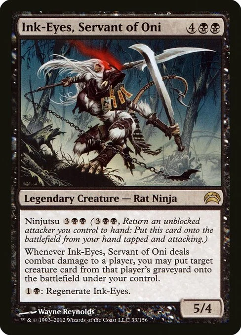Ink-Eyes, Servant of Oni, carta Magic di tipo Legendary Creature — Rat Ninja illustrata da Wayne Reynolds