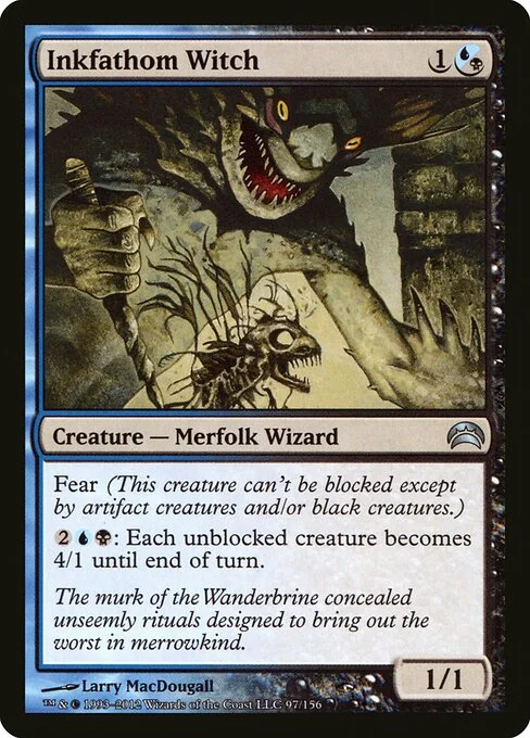 Inkfathom Witch, carta Magic di tipo Creature — Merfolk Wizard illustrata da Larry MacDougall