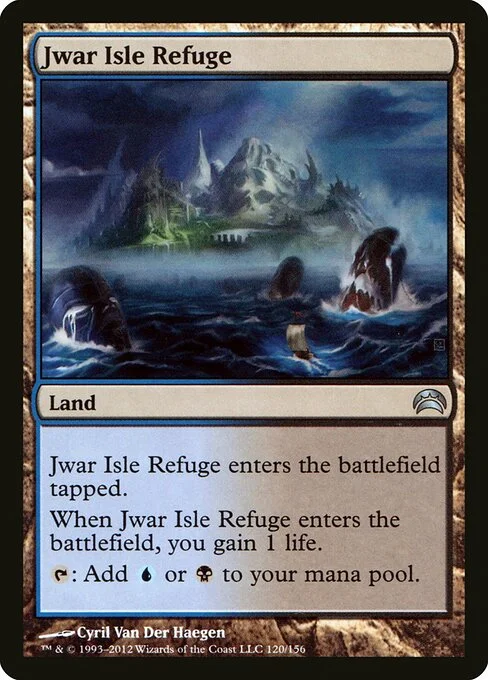 Jwar Isle Refuge, carta Magic di tipo Land illustrata da Cyril Van Der Haegen
