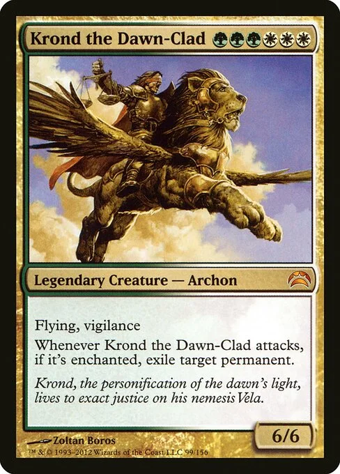 Krond the Dawn-Clad, carta Magic di tipo Legendary Creature — Archon illustrata da Zoltan Boros
