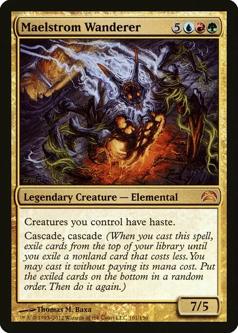 Maelstrom Wanderer, carta Magic di tipo Legendary Creature — Elemental illustrata da Thomas M. Baxa