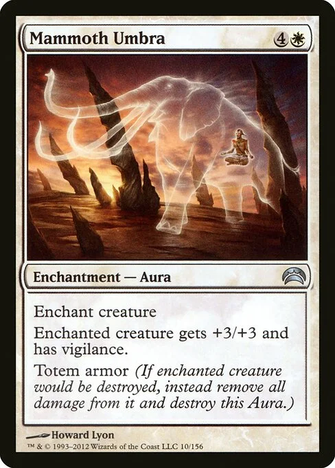 Mammoth Umbra, carta Magic di tipo Enchantment — Aura illustrata da Howard Lyon