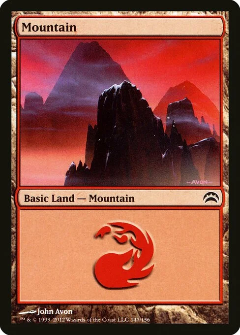 Mountain, carta Magic di tipo Basic Land — Mountain illustrata da John Avon