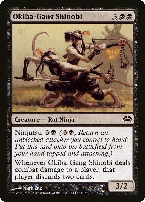 Okiba-Gang Shinobi, carta Magic di tipo Creature — Rat Ninja illustrata da Mark Zug