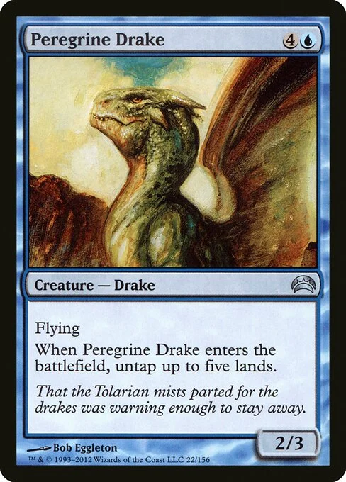 Peregrine Drake, carta Magic di tipo Creature — Drake illustrata da Bob Eggleton