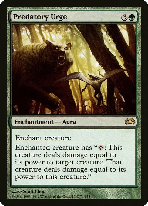Predatory Urge, carta Magic di tipo Enchantment — Aura illustrata da Scott Chou