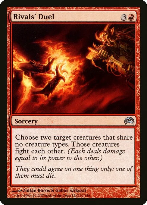 Rivals' Duel, carta Magic di tipo Sorcery illustrata da Zoltan Boros & Gabor Szikszai