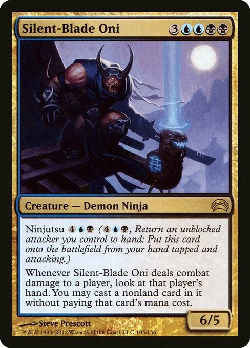 Silent-Blade Oni, carta Magic di tipo Creature — Demon Ninja illustrata da Steve Prescott