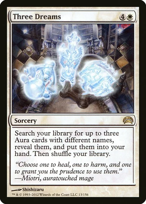 Three Dreams, carta Magic di tipo Sorcery illustrata da Shishizaru