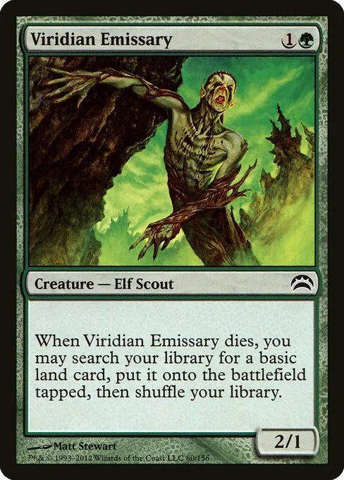 Viridian Emissary, carta Magic di tipo Creature — Phyrexian Elf Scout illustrata da Matt Stewart