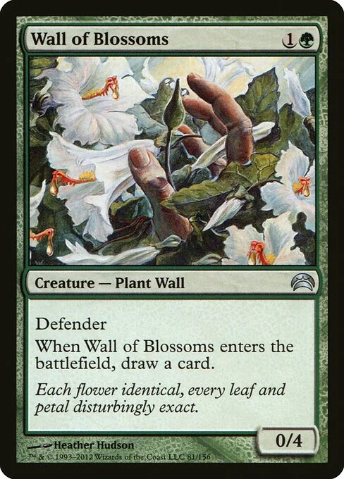 Wall of Blossoms, carta Magic di tipo Creature — Plant Wall illustrata da Heather Hudson