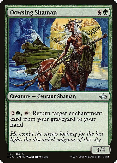 Dowsing Shaman, carta Magic di tipo Creature — Centaur Shaman illustrata da Wayne Reynolds