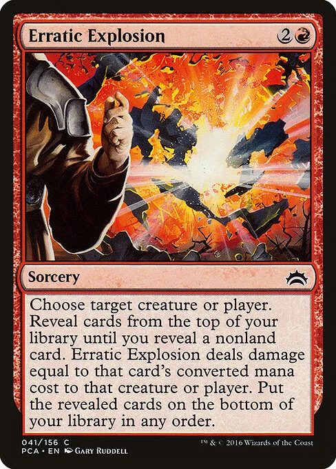 Erratic Explosion, carta Magic di tipo Sorcery illustrata da Gary Ruddell