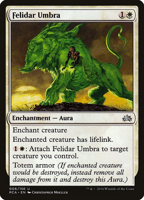 Felidar Umbra, carta Magic di tipo Enchantment — Aura illustrata da Christopher Moeller