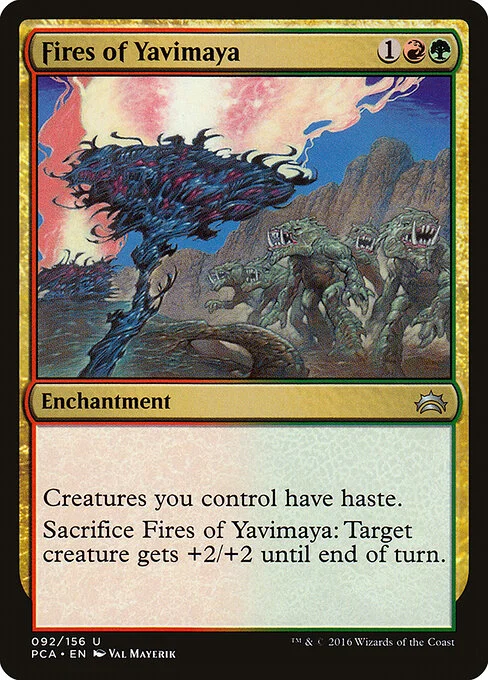 Fires of Yavimaya, carta Magic di tipo Enchantment illustrata da Val Mayerik