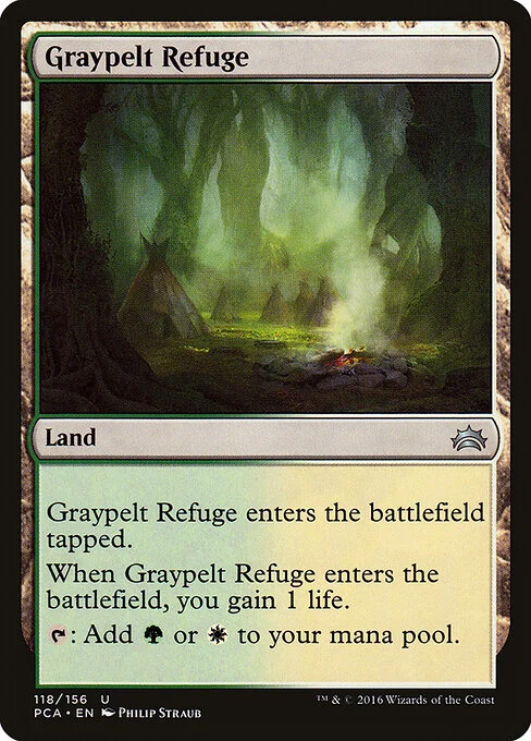 Graypelt Refuge, carta Magic di tipo Land illustrata da Philip Straub