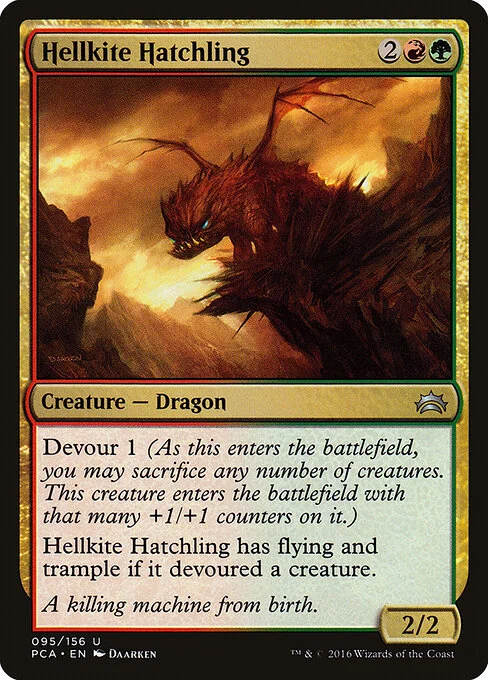 Hellkite Hatchling, carta Magic di tipo Creature — Dragon illustrata da Daarken