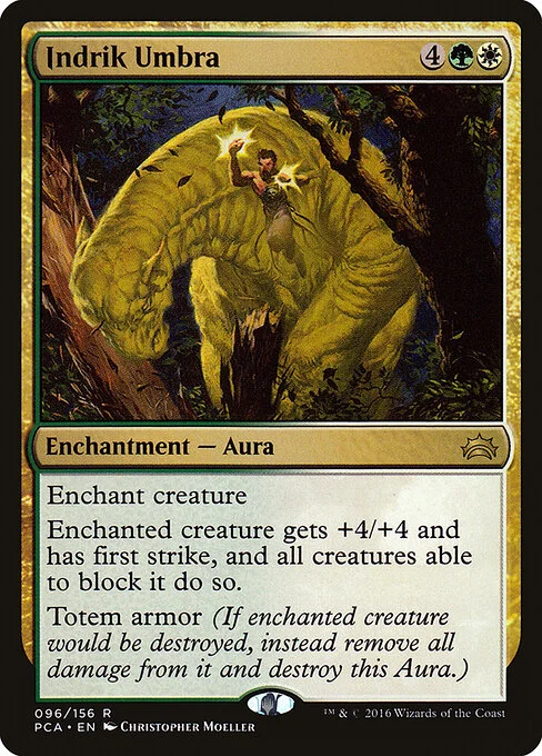 Indrik Umbra, carta Magic di tipo Enchantment — Aura illustrata da Christopher Moeller