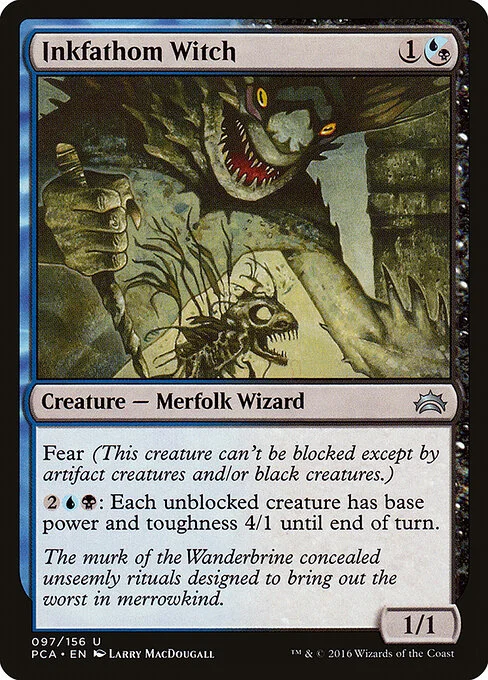 Inkfathom Witch, carta Magic di tipo Creature — Merfolk Wizard illustrata da Larry MacDougall
