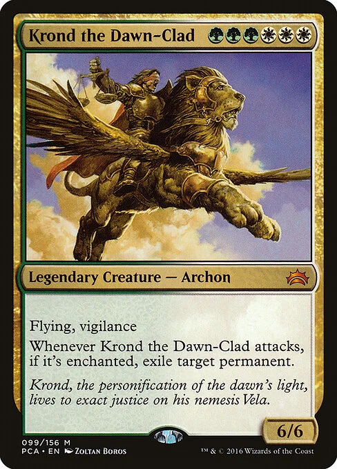 Krond the Dawn-Clad, carta Magic di tipo Legendary Creature — Archon illustrata da Zoltan Boros
