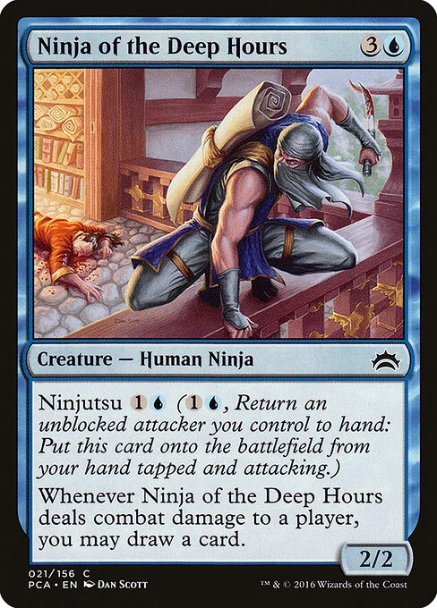 Ninja of the Deep Hours, carta Magic di tipo Creature — Human Ninja illustrata da Dan Murayama Scott