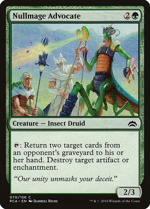 Nullmage Advocate, carta Magic di tipo Creature — Insect Druid illustrata da Darrell Riche