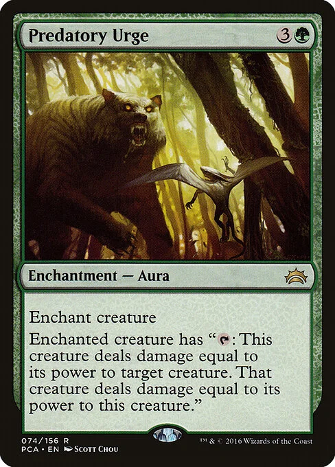 Predatory Urge, carta Magic di tipo Enchantment — Aura illustrata da Scott Chou