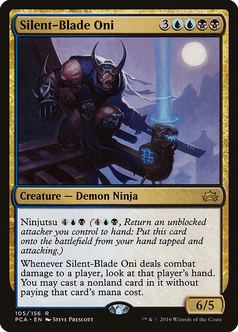 Silent-Blade Oni, carta Magic di tipo Creature — Demon Ninja illustrata da Steve Prescott