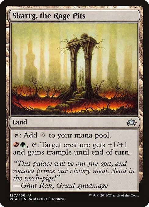 Skarrg, the Rage Pits, carta Magic di tipo Land illustrata da Martina Pilcerova