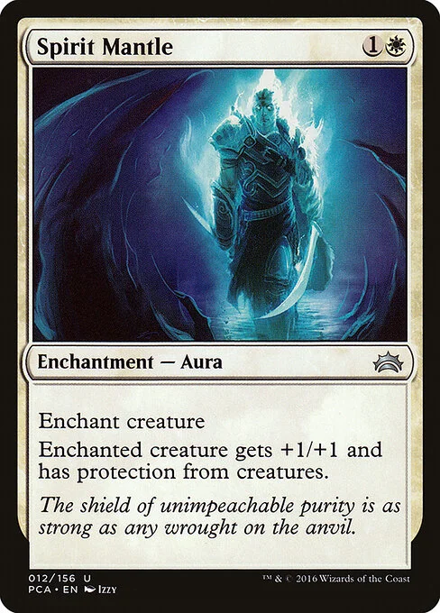 Spirit Mantle, carta Magic di tipo Enchantment — Aura illustrata da Izzy