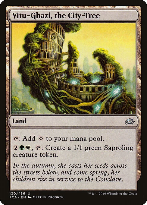 Vitu-Ghazi, the City-Tree, carta Magic di tipo Land illustrata da Martina Pilcerova
