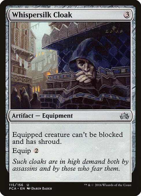 Whispersilk Cloak, carta Magic di tipo Artifact — Equipment illustrata da Daren Bader