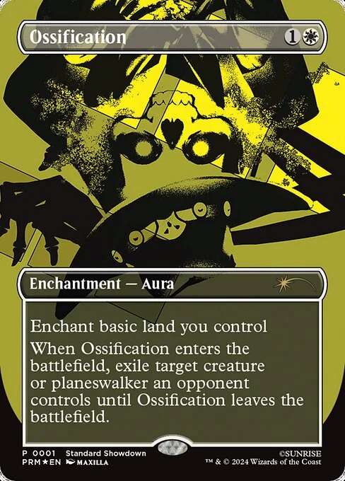 Ossification, carta Magic di tipo Enchantment — Aura illustrata da Maxilla