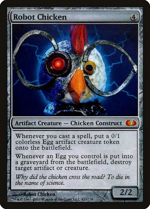 Robot Chicken, carta Magic di tipo Artifact Creature — Chicken Construct illustrata da Robot Chicken