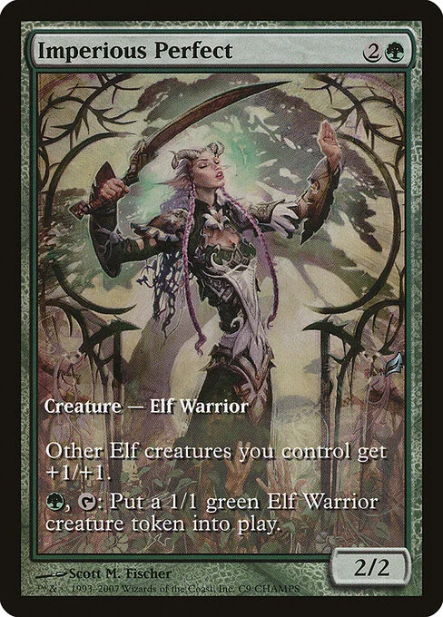 Imperious Perfect, carta Magic di tipo Creature — Elf Warrior illustrata da Scott M. Fischer